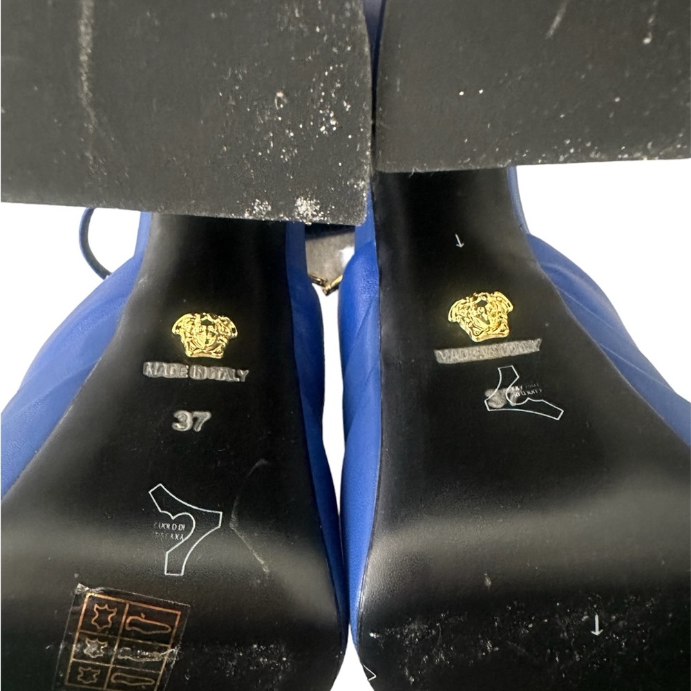 VERSACE D'orsay Leather Platform Strappy Pumps - Picture 5 of 6